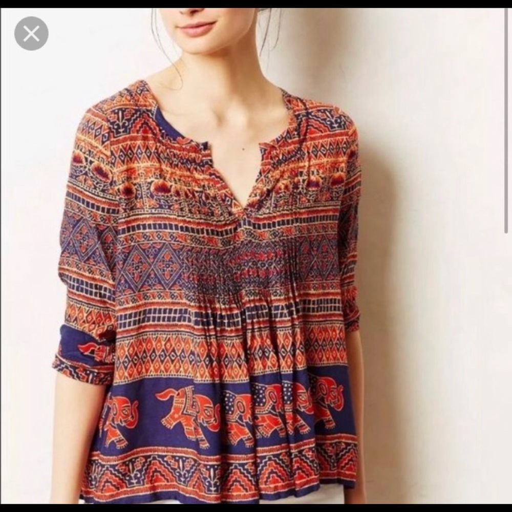 Anthro Vanessa Virgina Elephant Top
